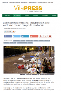 Noticia mediació nocturna a Castelldefels