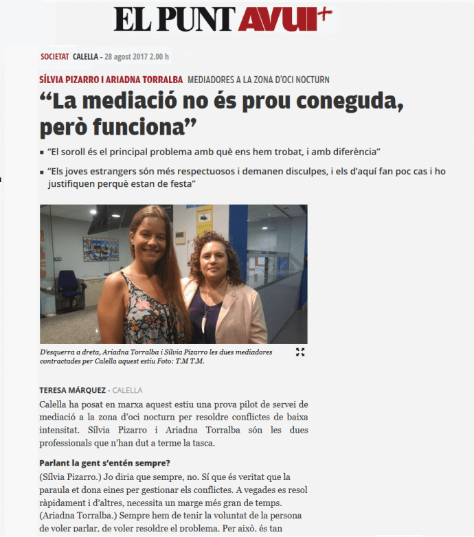 Mediació nocturna a Calella