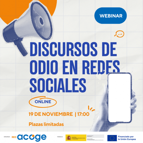 cartel informativo sobre el taller online sobre discursos de odio en redes sociales