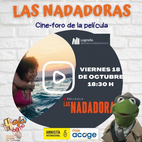 Imagen con enlace al podcast de Hola Barrio sobre la película Las Nadadoras