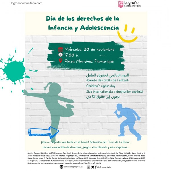 cartel informativo sobre la celebración del XI Día de los derechos de la infancia y adolescencia en San José y Madre de Dios Logroño