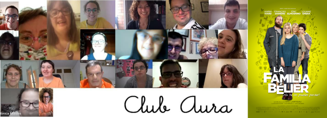 Imagen del vídeo de Fundació Aura y cartel de Familia Bélier Imagen del vídeo de Fundació Aura y cartel de Familia Bélier