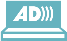 Símbolo de audiodescripción en directo de actos Símbolo de audiodescripción en directo de actos